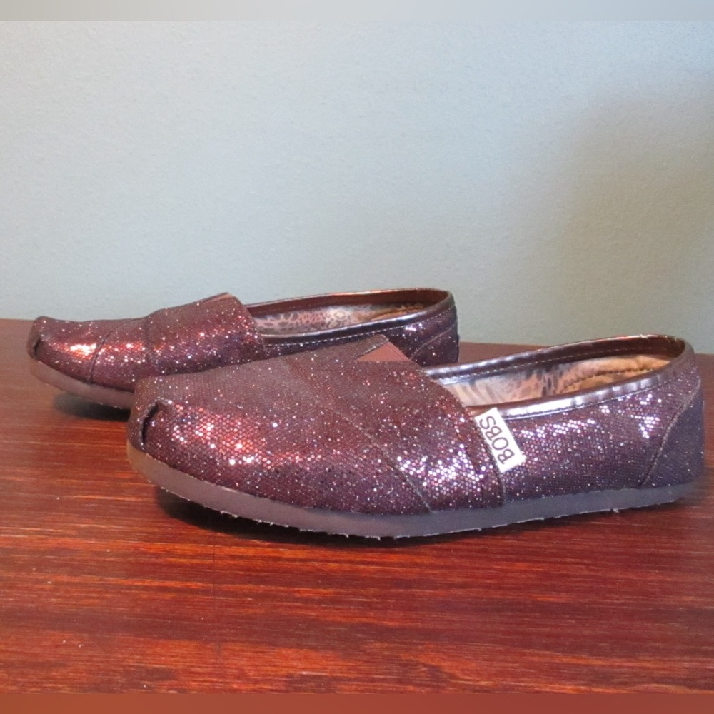 Skechers BOBS Sparkle Glitter Flats Shimmering Brown Bronze Women’s Size 8W